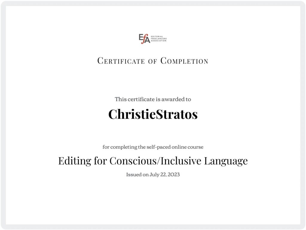 Inclusive Language Conscious Language Course 2023 Certificate